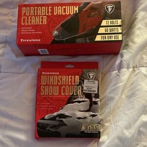 Firestone Portable Vacuum Cleaner and Windshield Snow Cover Set